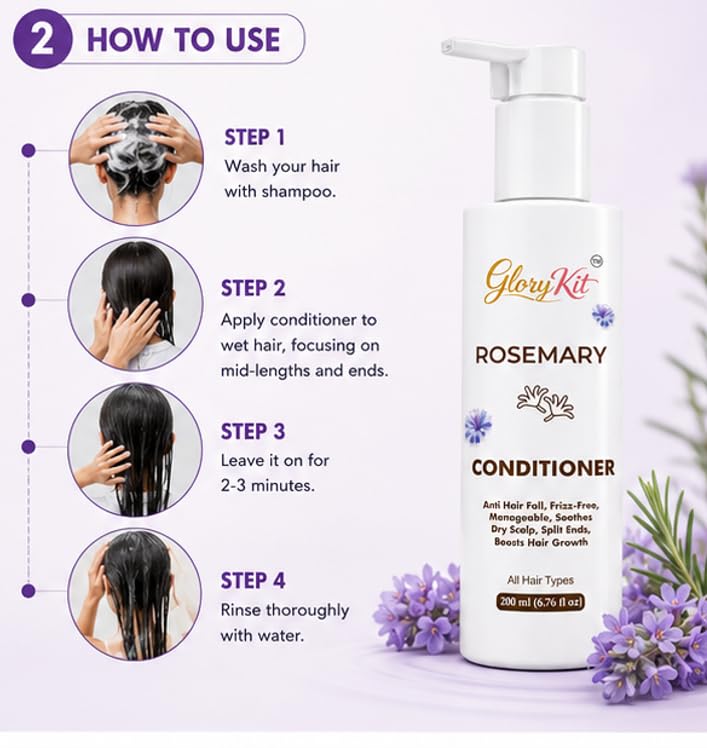 Glory Kit Rosemary Conditioner for Smooth Looking Hair & Easy Styling, 200ml