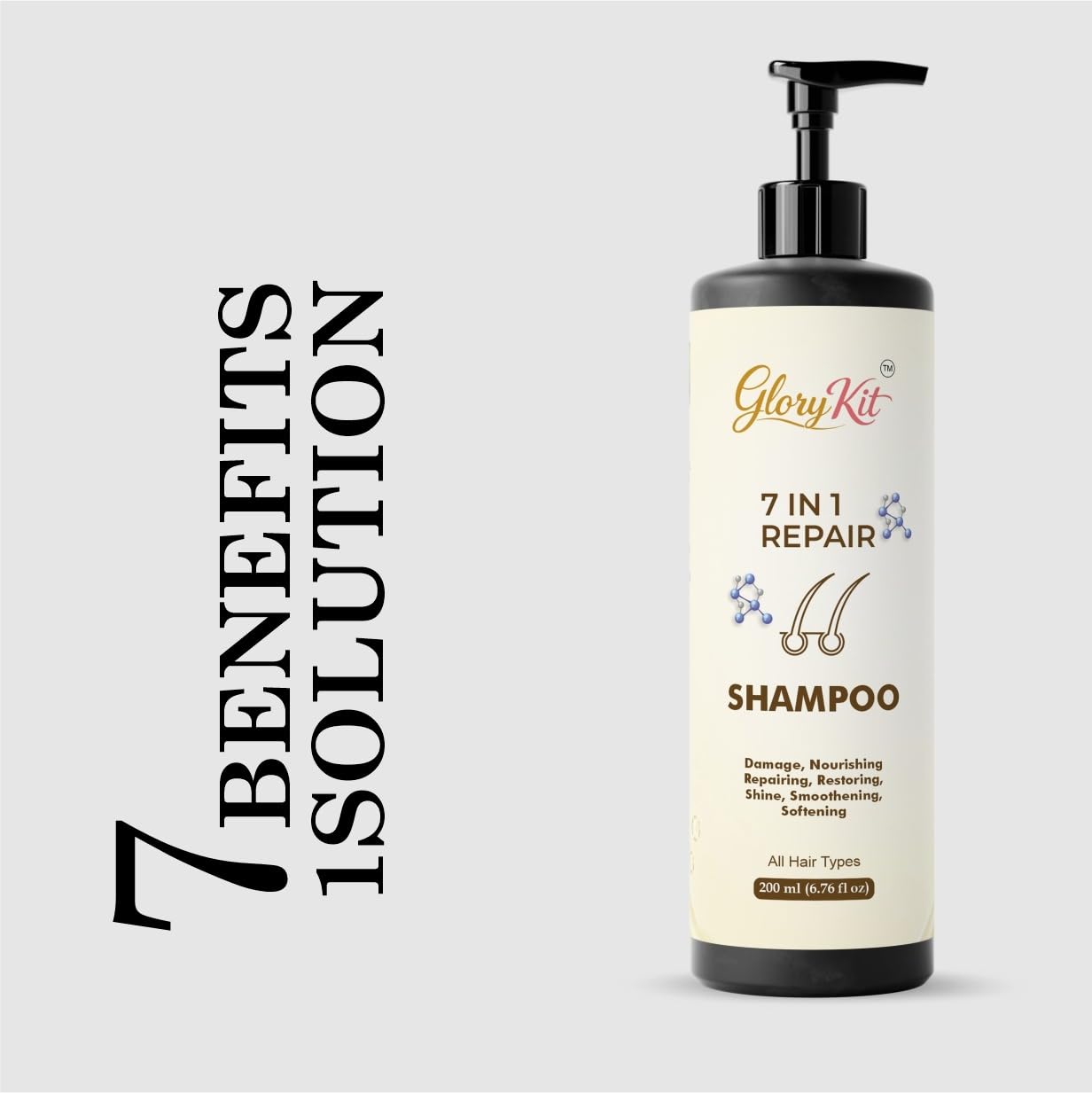 Glory Kit 7 in 1 Hair Repair Shampoo  | Gentle Nourishing & Care Formula | Suitable for All Hair Types | 200 ml