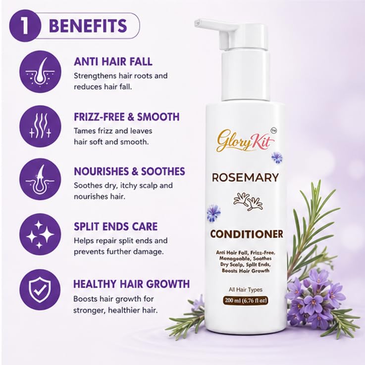 Glory Kit Rosemary Conditioner for Smooth Looking Hair & Easy Styling, 200ml