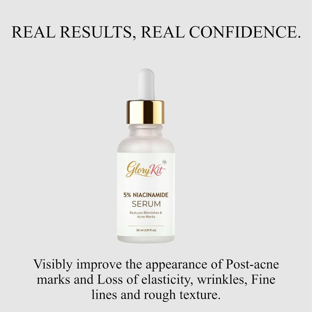 Glory Kit Niacinamide 5% Face Serum for Fresh & Refined Skin Look, Helps Enhance Texture & Radiance, 30 ml