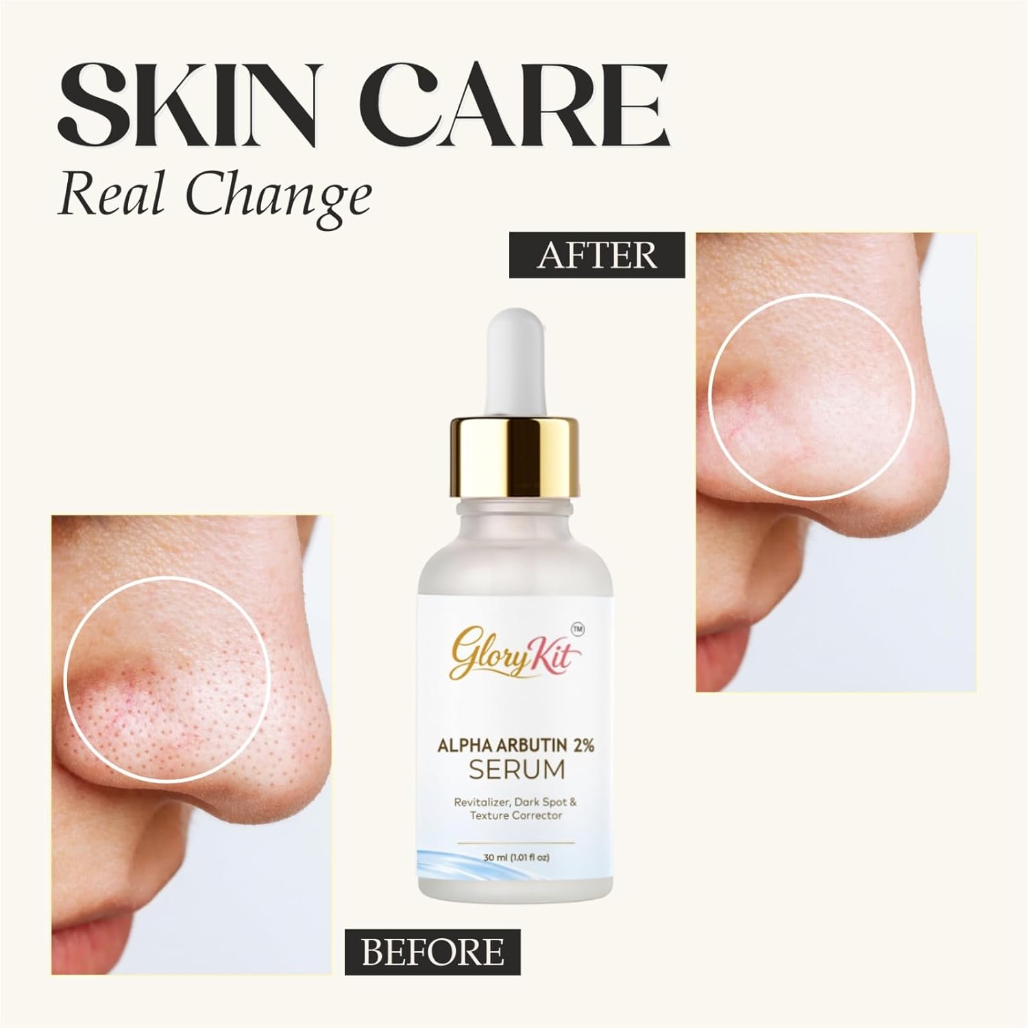 Glory Kit Alpha Arbutin 2% Face Serum for Smooth & Balanced Skin Appearance, Suitable for All Skin Types, 30 ml