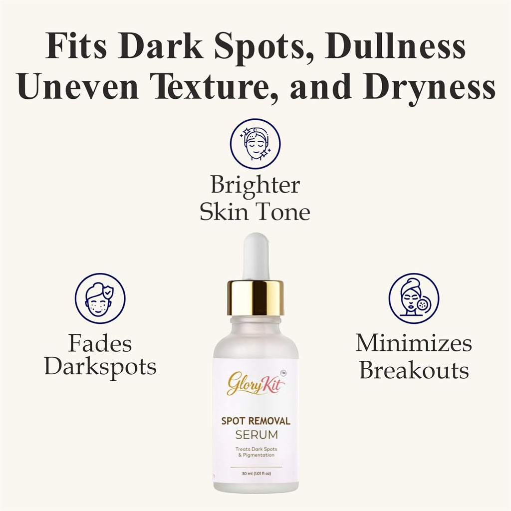 Glory Kit Spot Removal Face Serum for Dull & Uneven Skin Look, Supports Brighter & Smooth Appearance, 30 ml