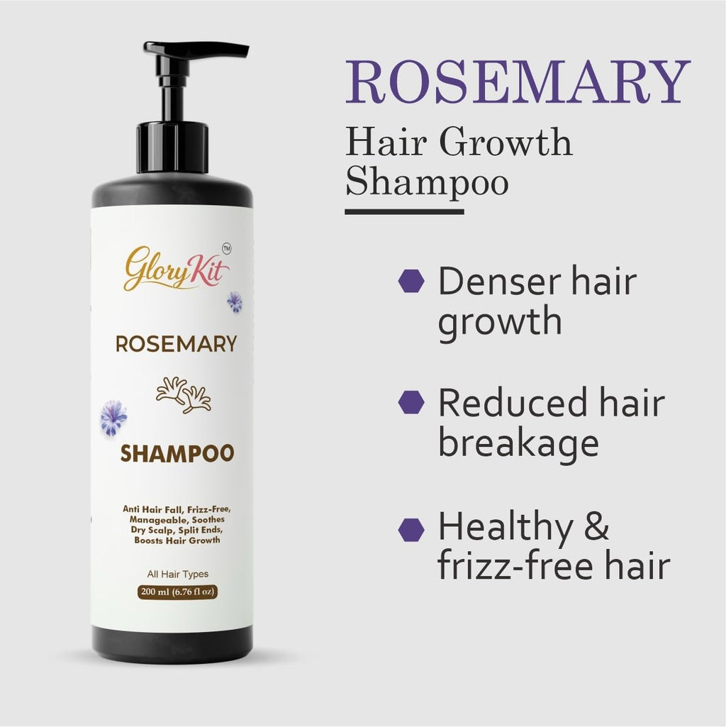 Glory Kit Rosemary Shampoo  for Hair Strength & Smooth Finish, Helps Manage Frizz, Suitable for All Hair Types, 200 ml