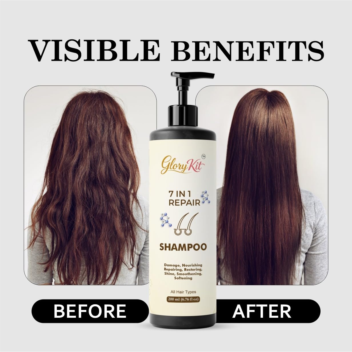 Glory Kit 7 in 1 Hair Repair Shampoo  | Gentle Nourishing & Care Formula | Suitable for All Hair Types | 200 ml