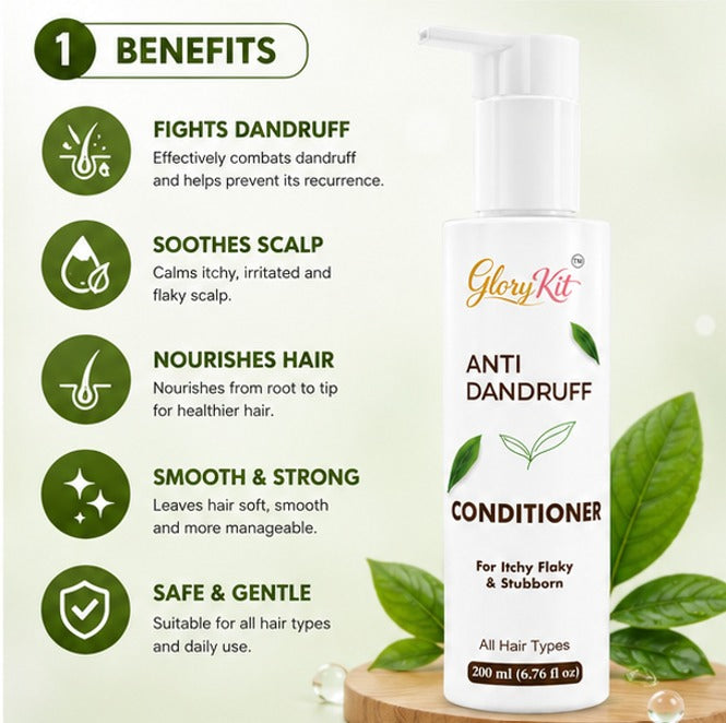 Glory Kit Anti Dandruff Conditioner with Smoothening Care for Everyday Scalp & Hair Use, 200ml