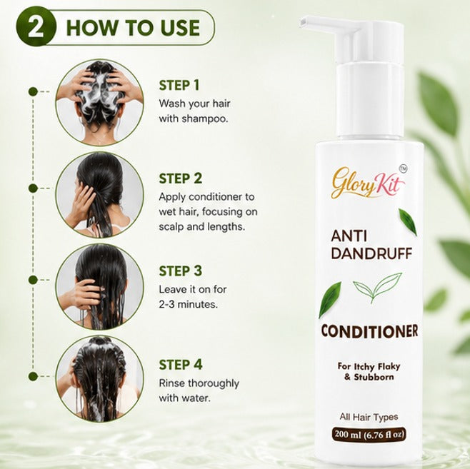 Glory Kit Anti Dandruff Conditioner with Smoothening Care for Everyday Scalp & Hair Use, 200ml