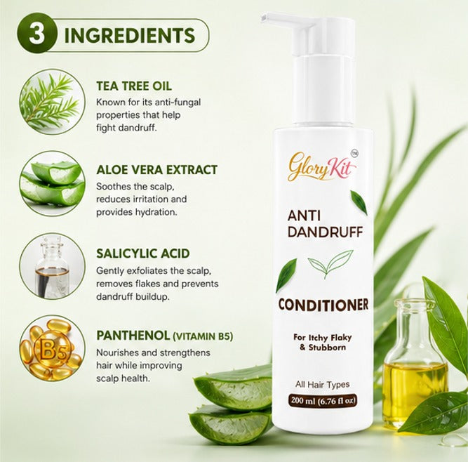 Glory Kit Anti Dandruff Conditioner with Smoothening Care for Everyday Scalp & Hair Use, 200ml