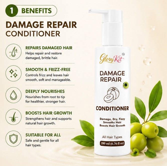 Glory Kit Damage Repair Conditioner for Dry Hair Care & Smooth Finish, 200ml