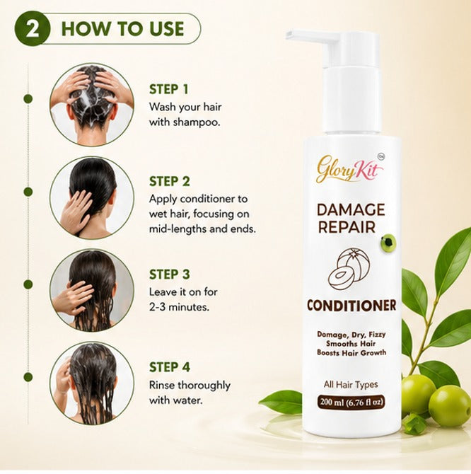 Glory Kit Damage Repair Conditioner for Dry Hair Care & Smooth Finish, 200ml